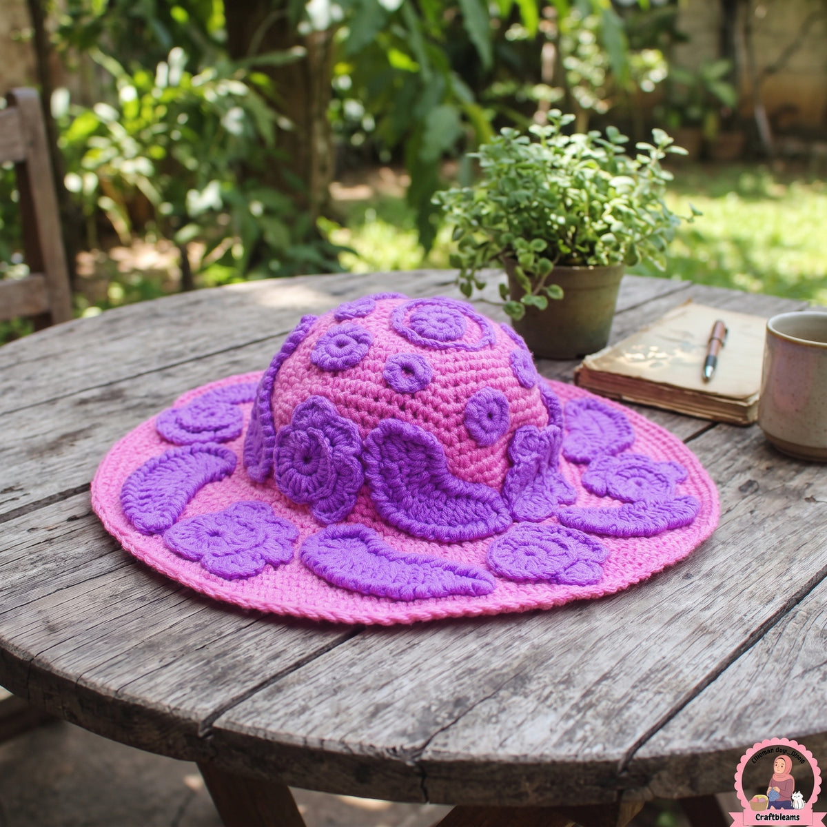 Floral Crochet Sun Hat Pattern – Digital Pattern