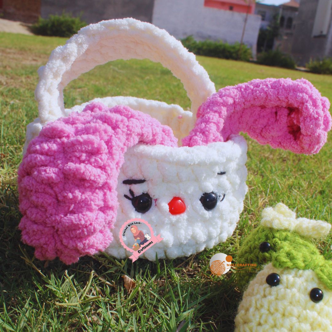 Bunny Easter Eggs Basket Crochet Pattern-Instant download pdf File.