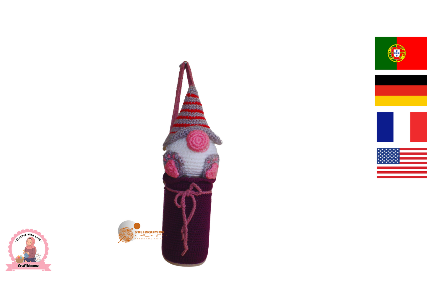 Crochet gnome keychain