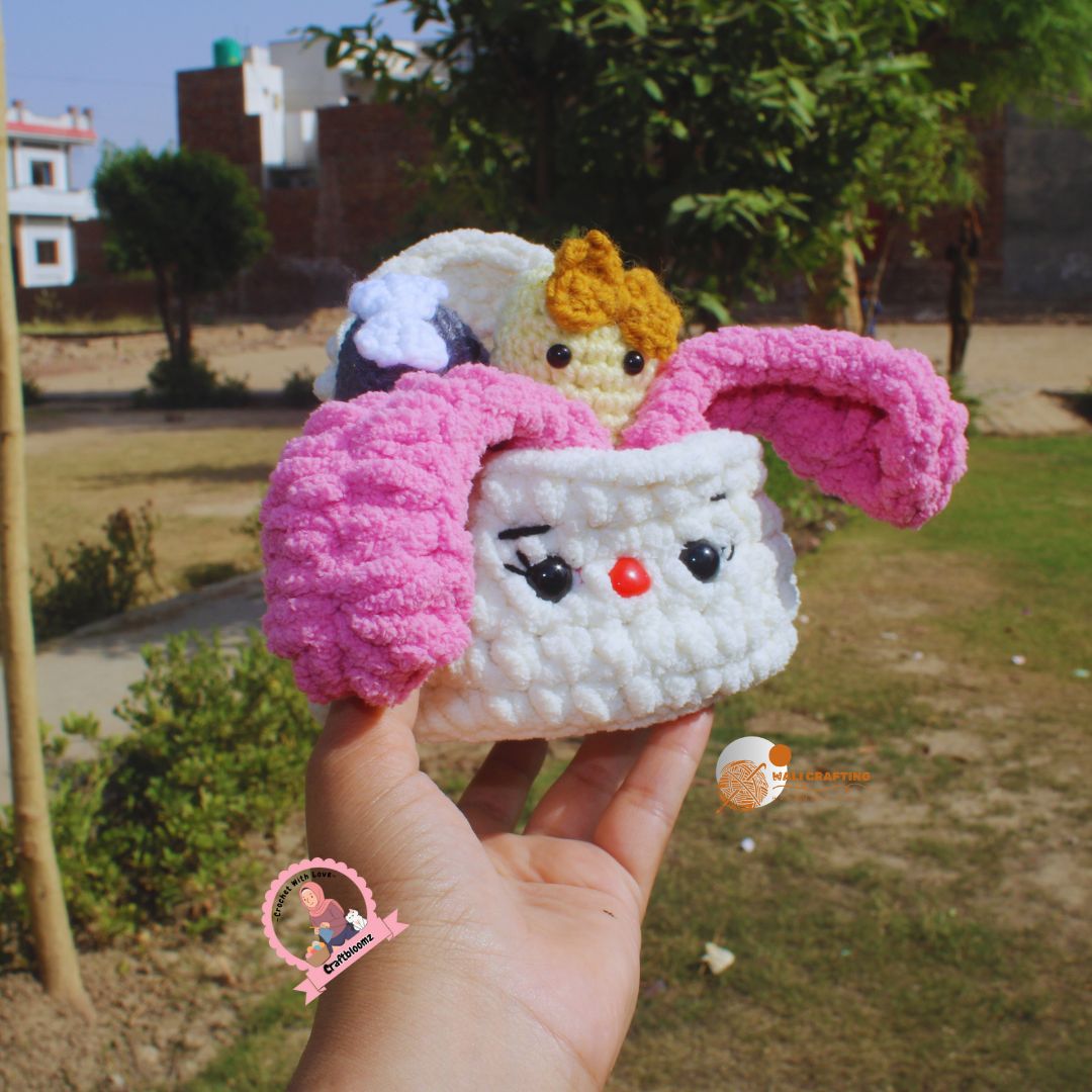 Bunny Easter Eggs Basket Crochet Pattern-Instant download pdf File.