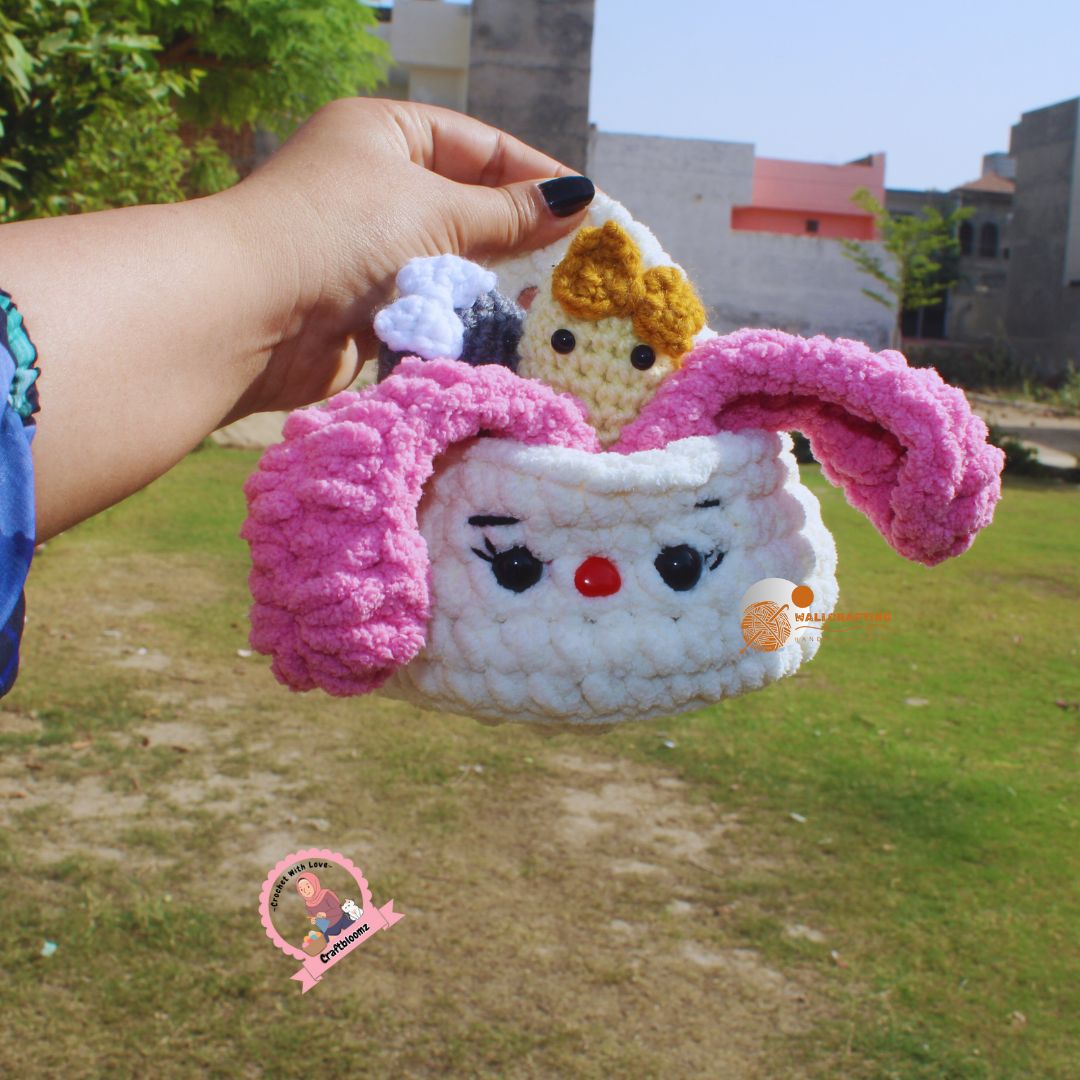 Bunny Easter Eggs Basket Crochet Pattern-Instant download pdf File.