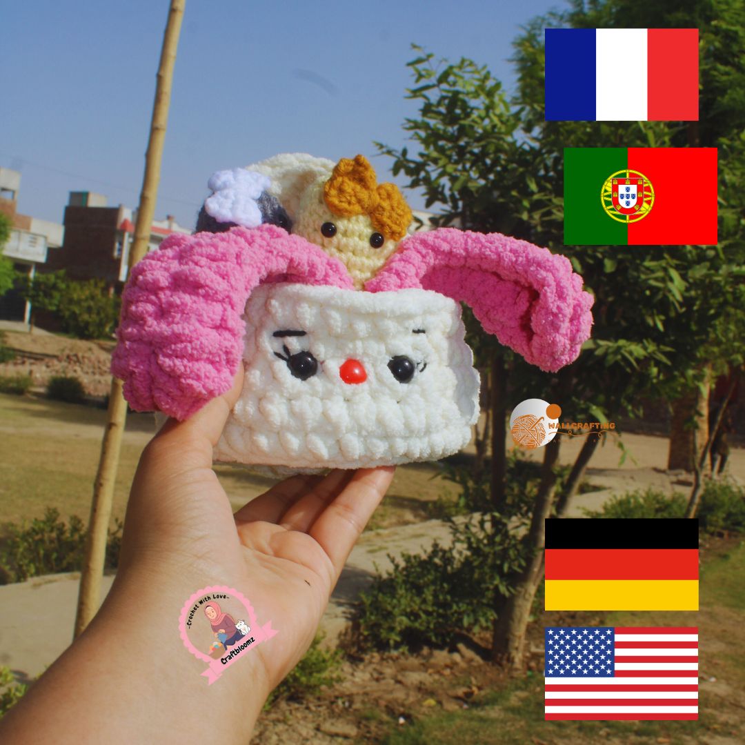 Bunny Easter Eggs Basket Crochet Pattern-Instant download pdf File.
