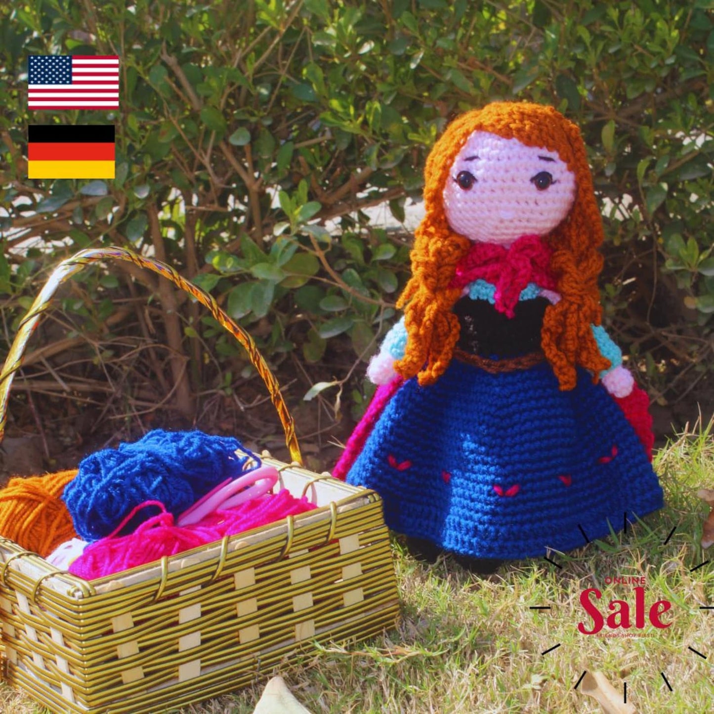 Anna Frozen Crochet Pattern-Cute Doll pdf file.