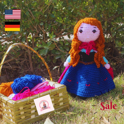 Anna Frozen Crochet Pattern-Cute Doll pdf file.