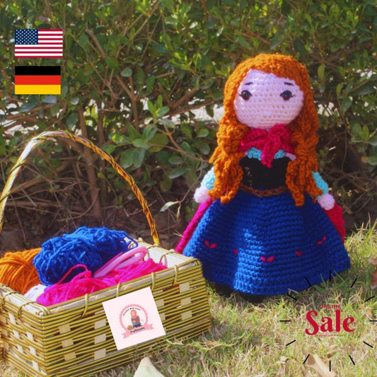 Anna Frozen Crochet Pattern-Cute Doll pdf file.