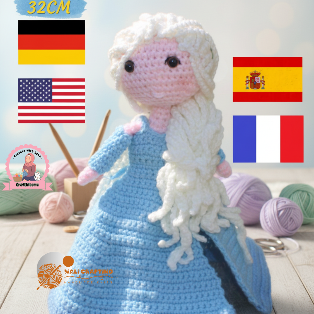 Frozen Elsa Crochet Pattern-Snow Doll pdf File.