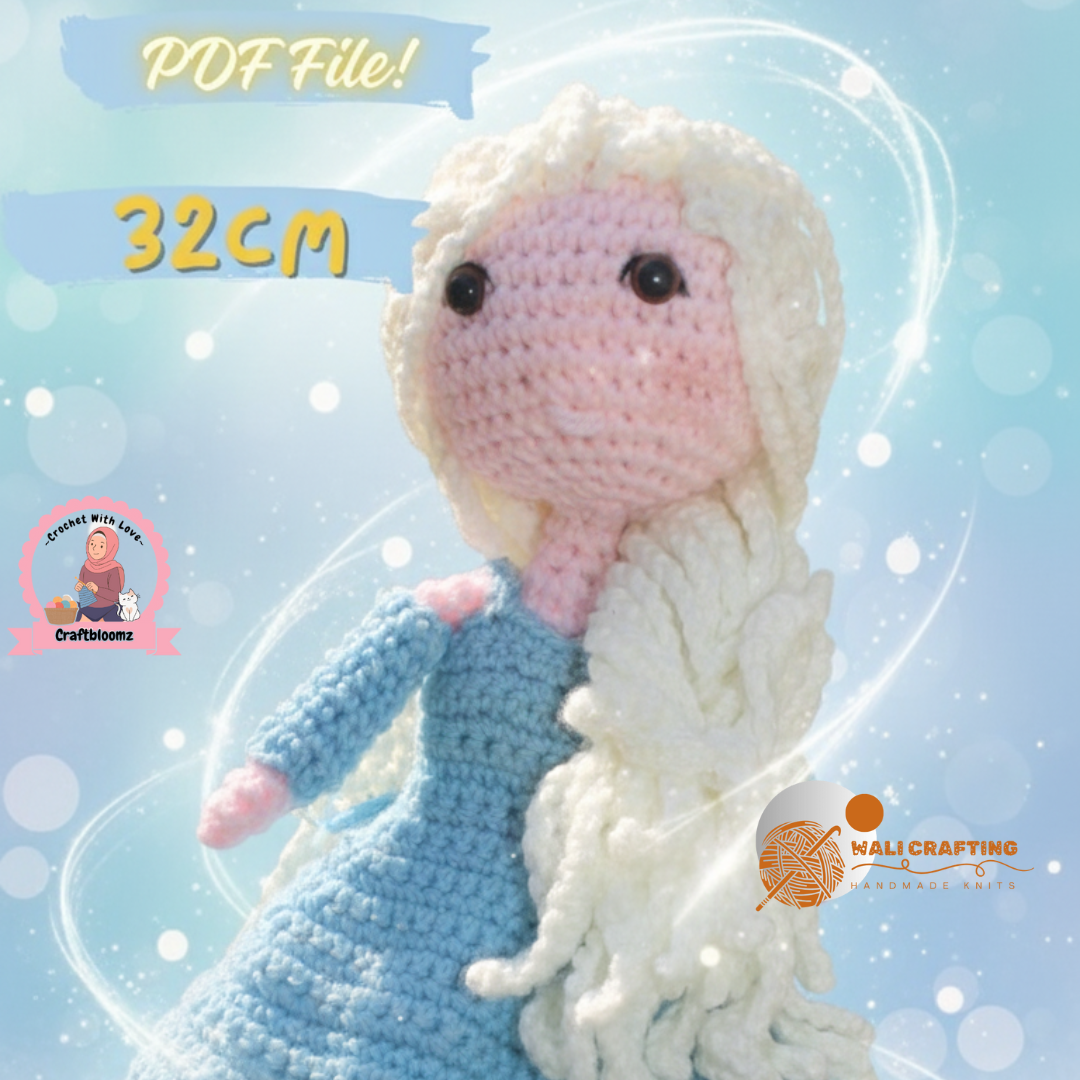 Frozen Elsa Crochet Pattern-Snow Doll pdf File.