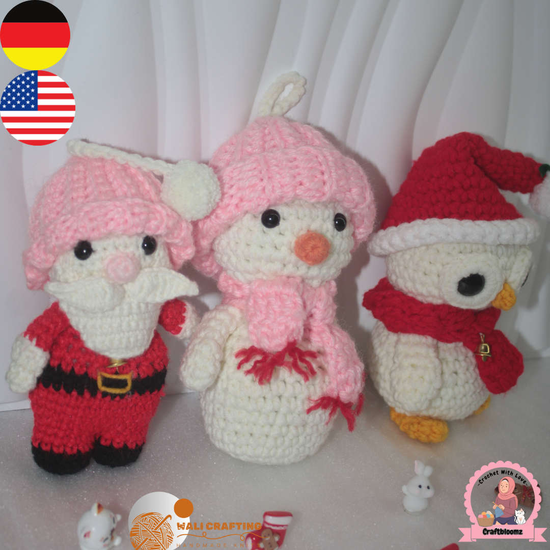 Christmas Santa, Snowman & Owl Crochet Pattern Bundle (PDF Download)
