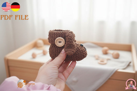 Crochet Bear Baby Booties Digital Pattern