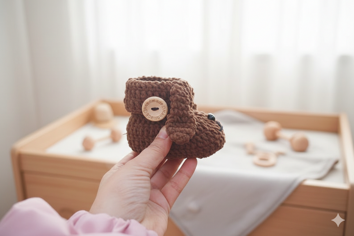 Crochet Bear Baby Booties Digital Pattern