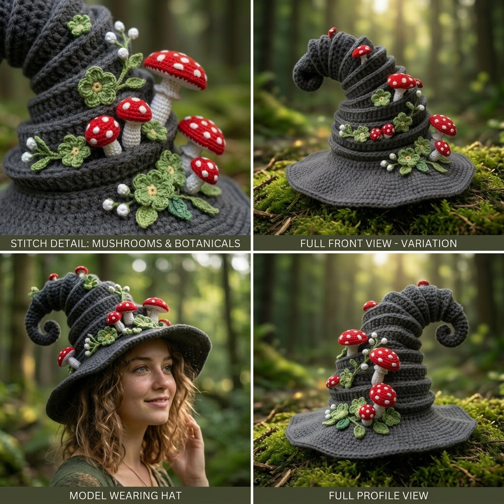 Crochet Mushroom Witch Hat Digital Pattern