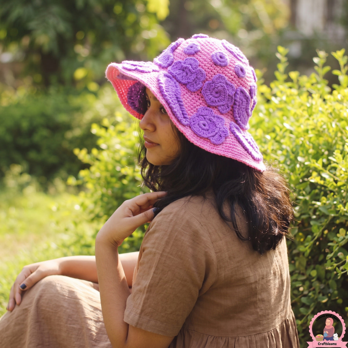 Floral Crochet Sun Hat Pattern – Digital Pattern