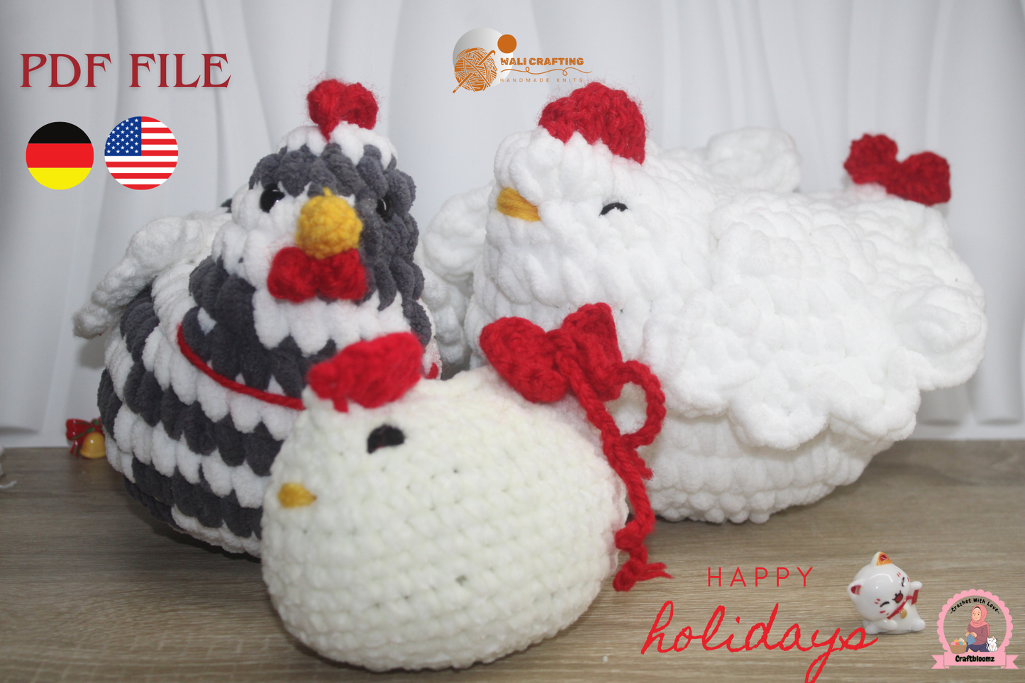 Crochet Chicken Family PATTERN for Christmas