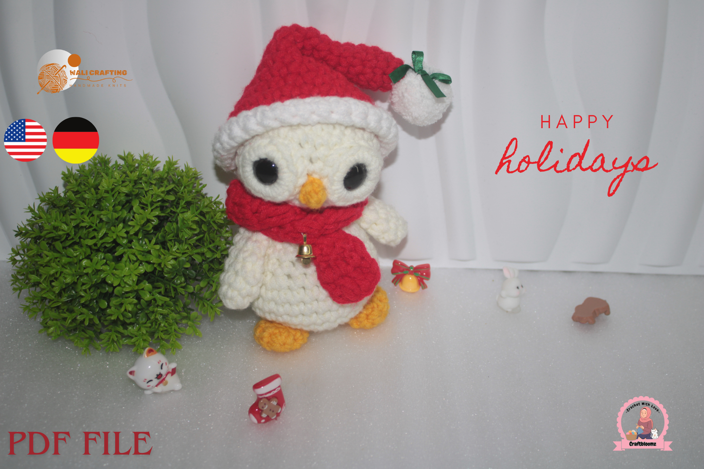 Christmas Santa, Snowman & Owl Crochet Pattern Bundle (PDF Download)