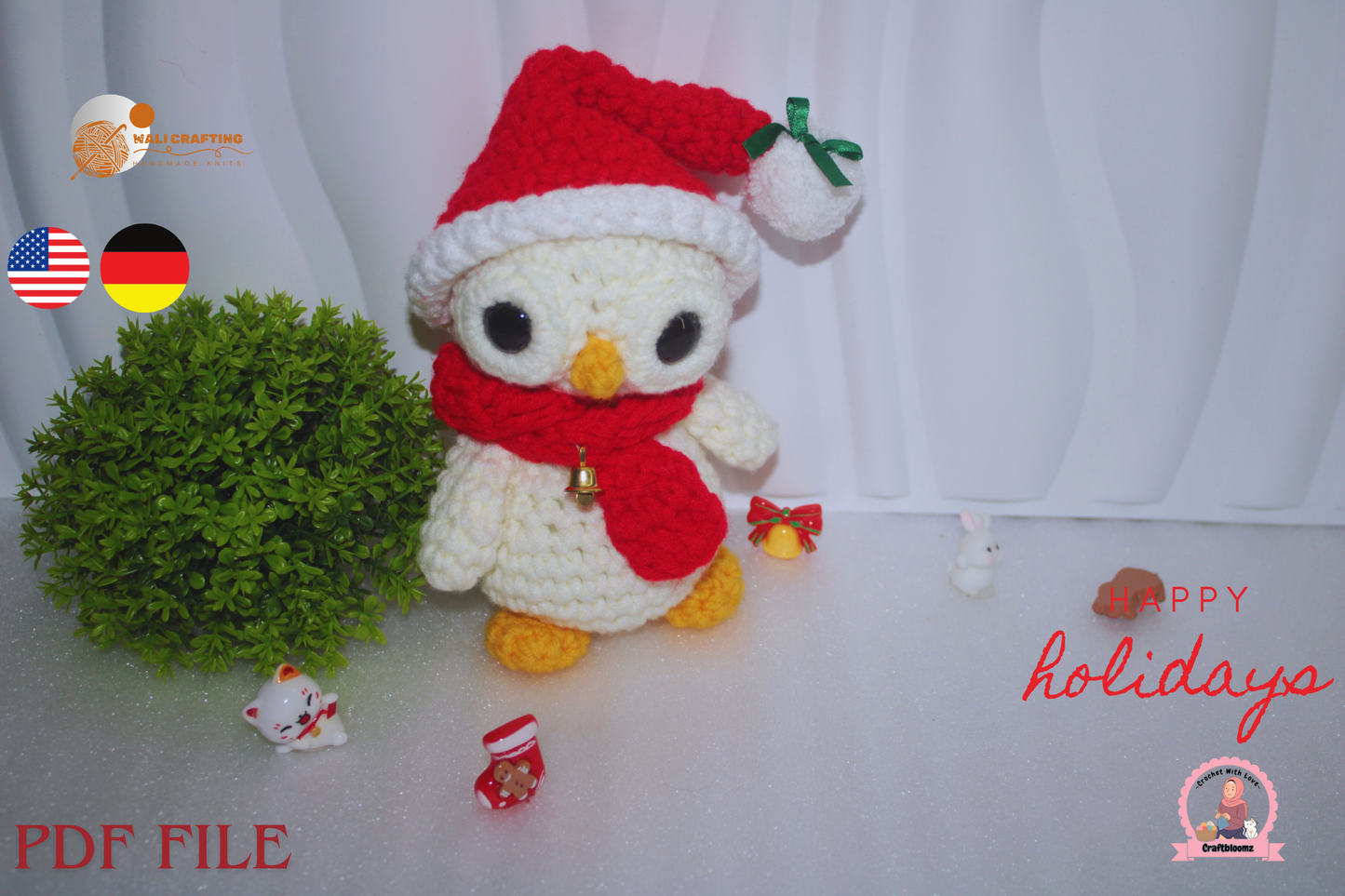 Christmas Santa, Snowman & Owl Crochet Pattern Bundle (PDF Download)