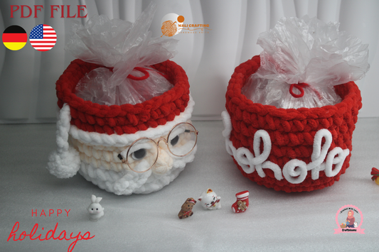 Christmas Santa Gift pot Crochet Pattern, instant download PDF File