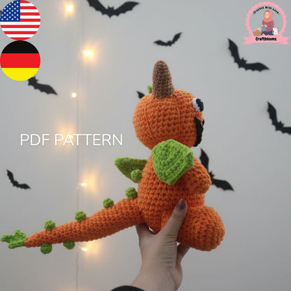 Pumpkin Dragon Amigurumi Crochet Pattern / Halloween Fall Decor PDF Tutorial