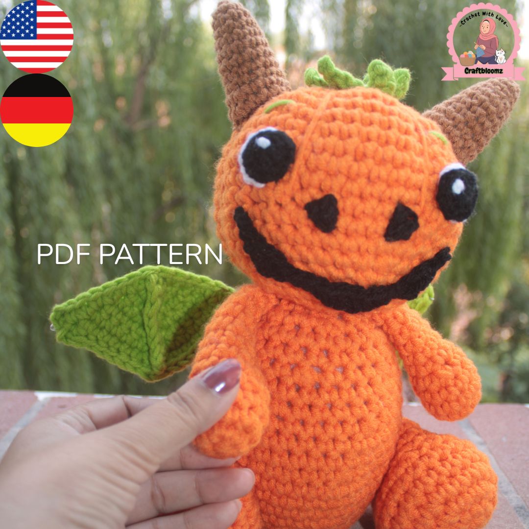 Pumpkin Dragon Amigurumi Crochet Pattern / Halloween Fall Decor PDF Tutorial