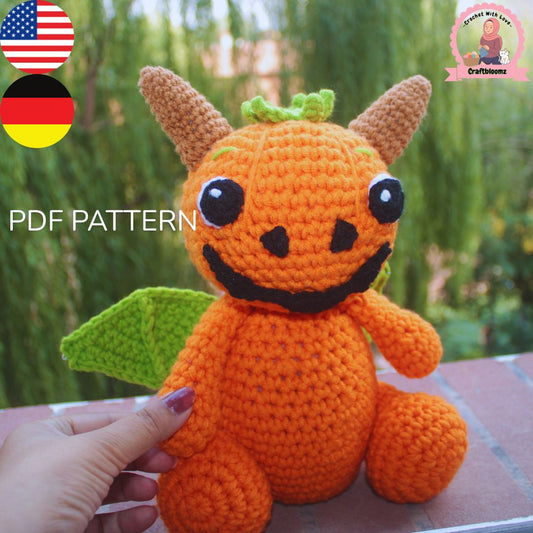 Pumpkin Dragon Amigurumi Crochet Pattern / Halloween Fall Decor PDF Tutorial