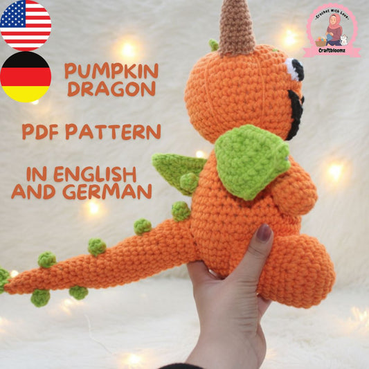 Pumpkin Dragon Amigurumi Crochet Pattern / Halloween Fall Decor PDF Tutorial