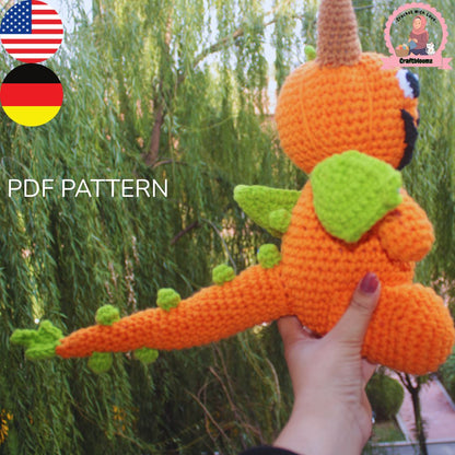 Pumpkin Dragon Amigurumi Crochet Pattern / Halloween Fall Decor PDF Tutorial