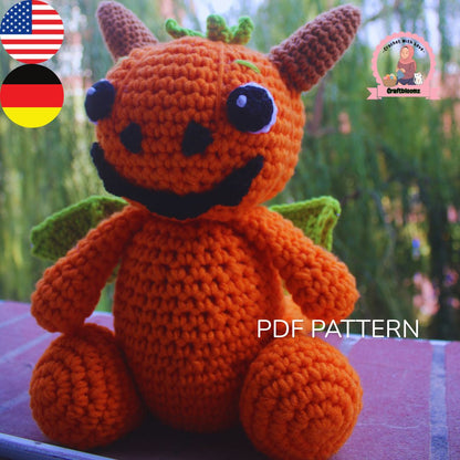 Pumpkin Dragon Amigurumi Crochet Pattern / Halloween Fall Decor PDF Tutorial