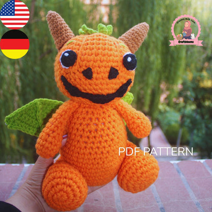 Pumpkin Dragon Amigurumi Crochet Pattern / Halloween Fall Decor PDF Tutorial