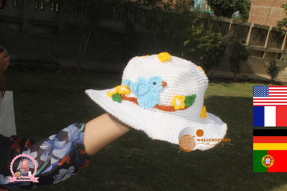 Summer Bucket Hat Crochet Pattern, PDF Tutorial  File.