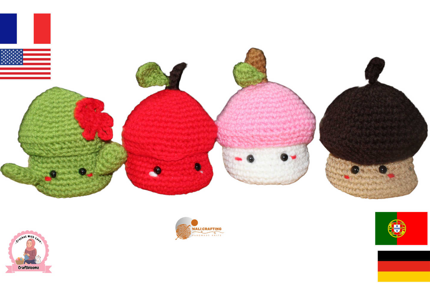 Bundle of Cute Beverage Plant  crochet Pattern, Instant download pdf File.