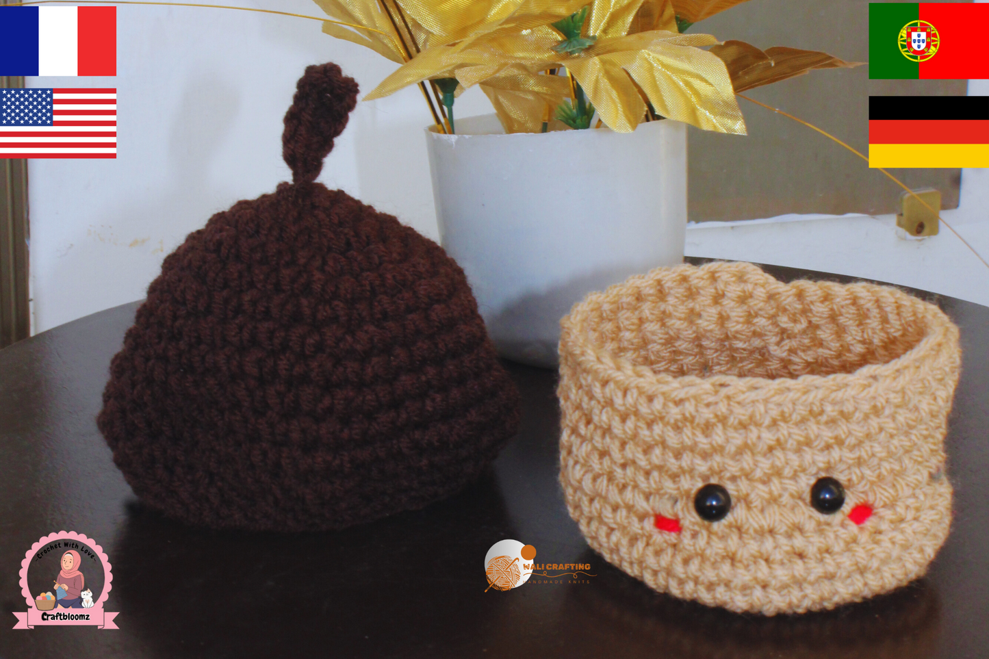 Bundle of Cute Beverage Plant  crochet Pattern, Instant download pdf File.