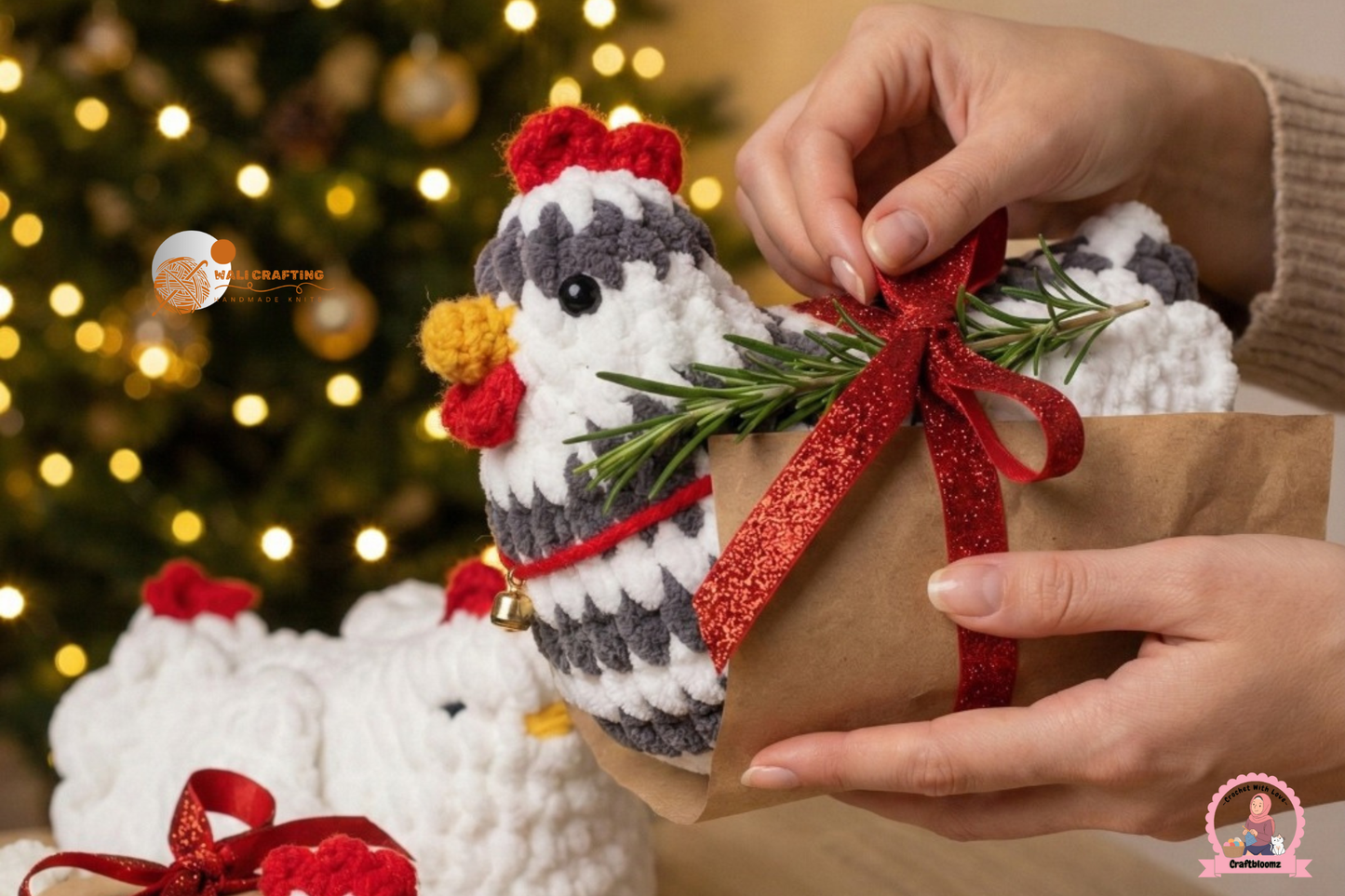 Crochet Chicken Family PATTERN for Christmas