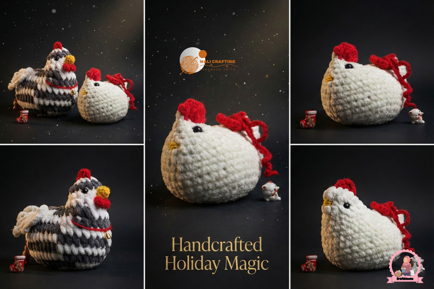 Crochet Chicken Family PATTERN for Christmas