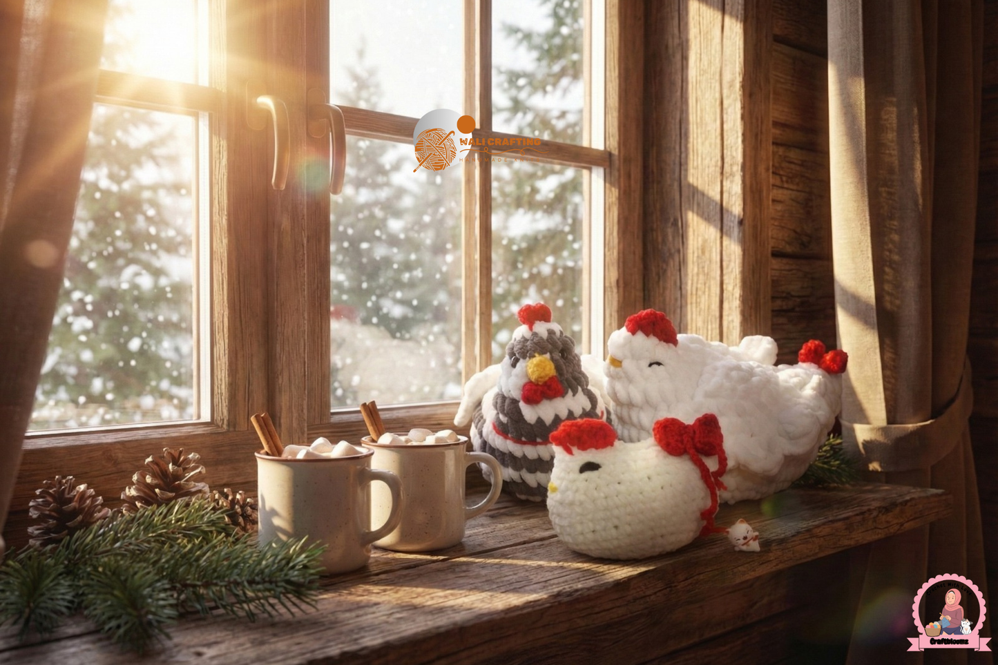 Crochet Chicken Family PATTERN for Christmas