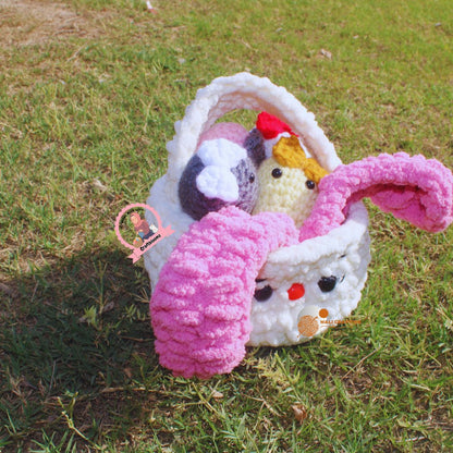 Bunny Easter Eggs Basket Crochet Pattern-Instant download pdf File.