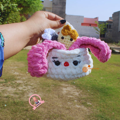 Bunny Easter Eggs Basket Crochet Pattern-Instant download pdf File.