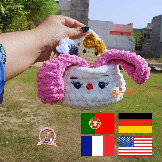 Bunny Easter Eggs Basket Crochet Pattern-Instant download pdf File.