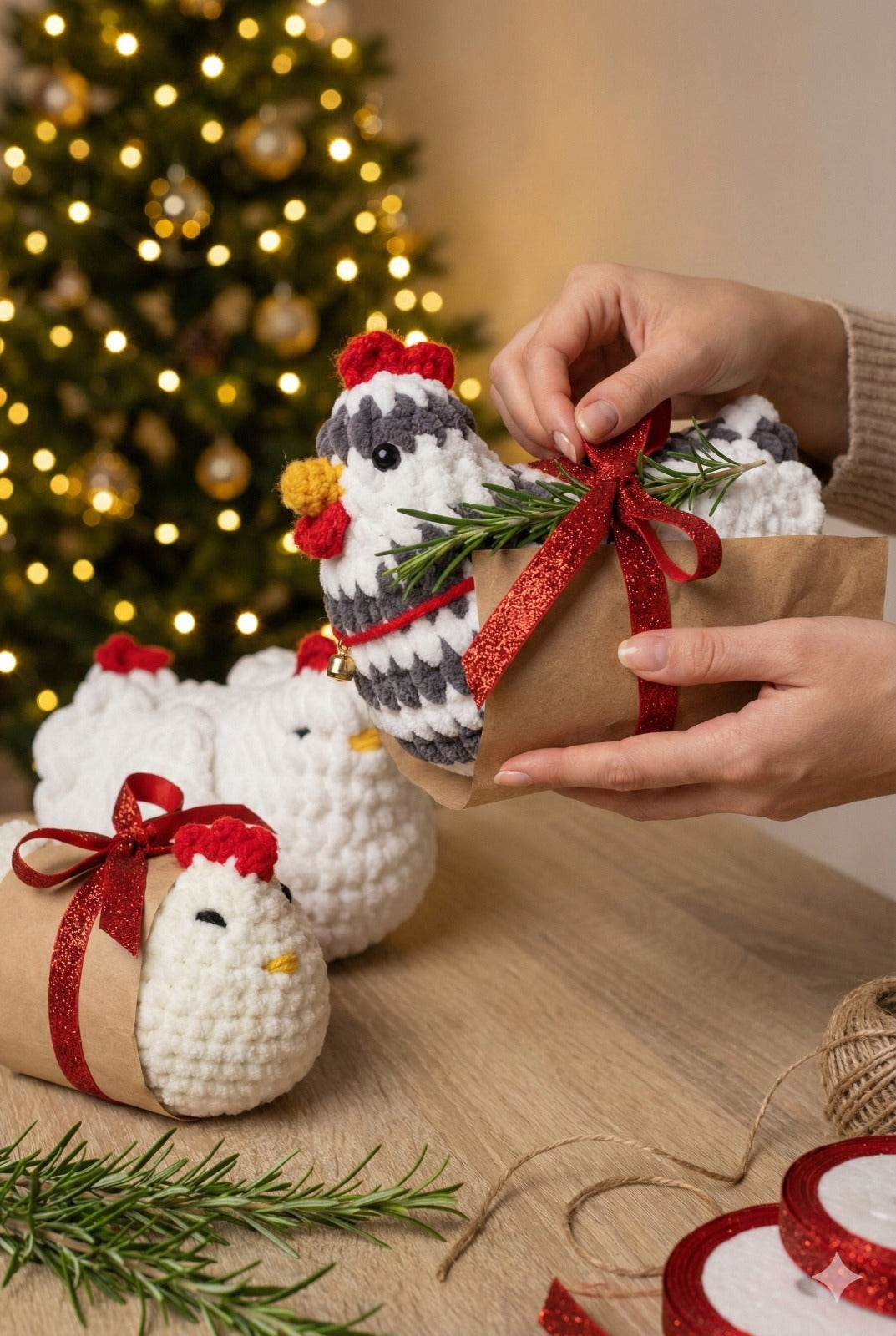 Crochet Chicken Family PATTERN for Christmas