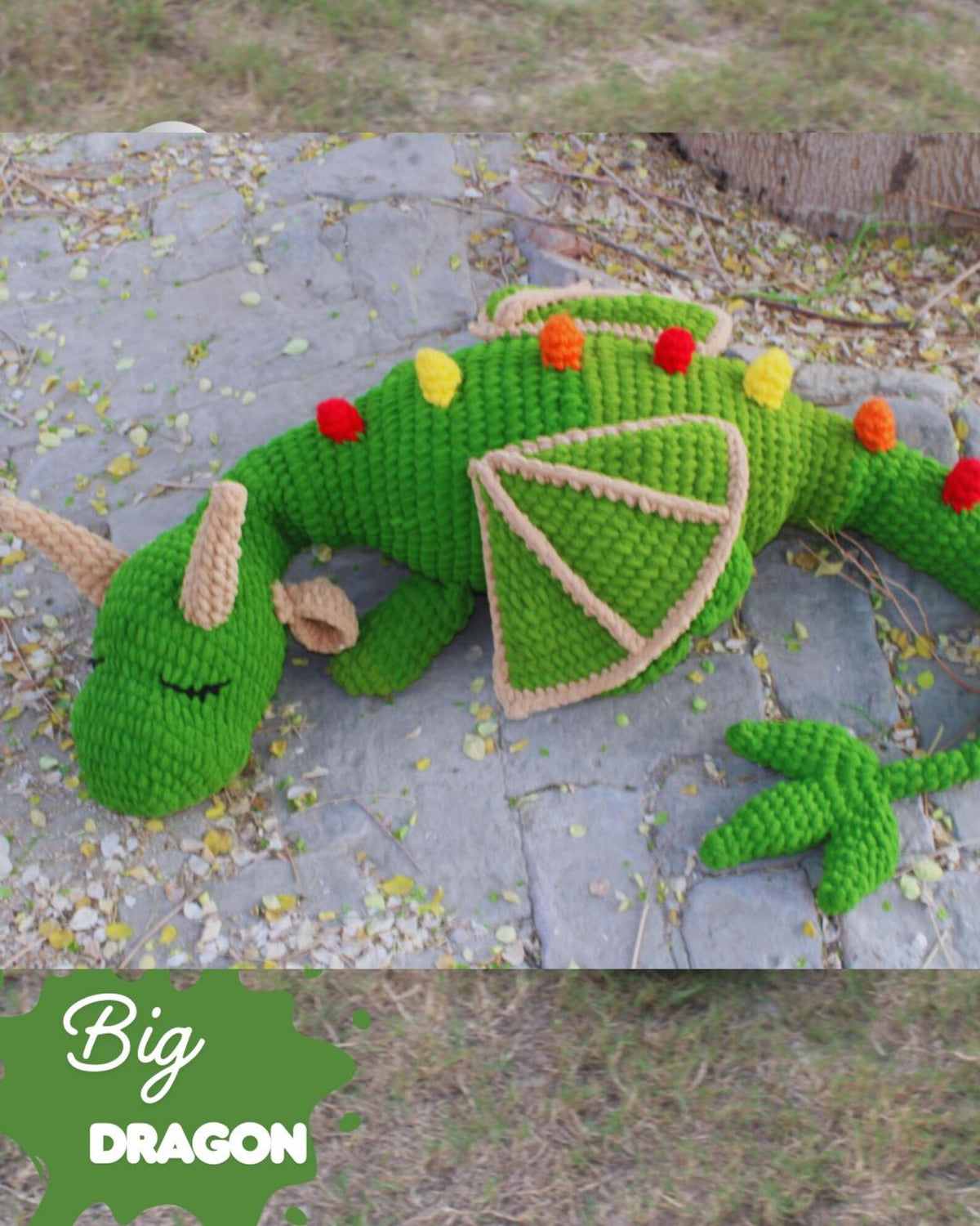 Big Green Dragon Amigurumi Pattern – PDF in English, German & French
