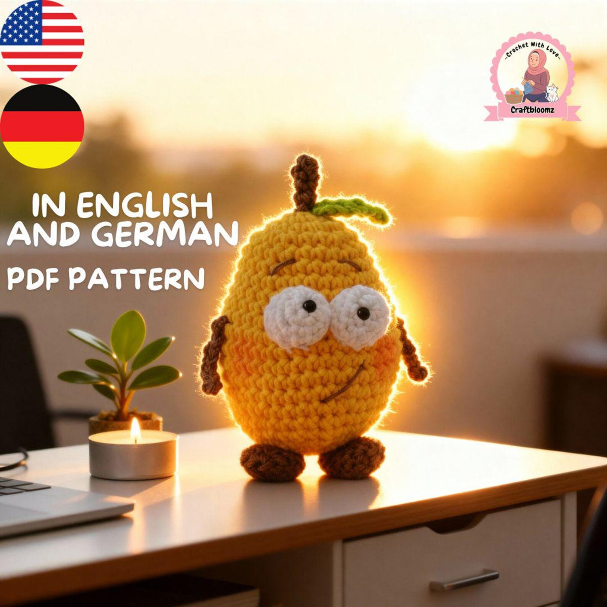 Crochet Mango Amigurumi Pattern – PDF in English & German