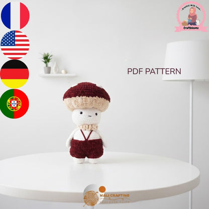Mushroom Crochet Pattern/Amigurumi Doll with Hat (PDF Download)