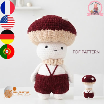 Mushroom Crochet Pattern/Amigurumi Doll with Hat (PDF Download)