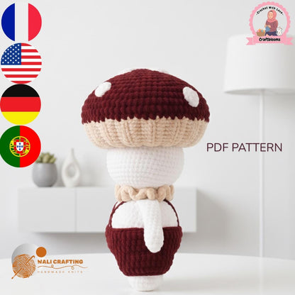 Mushroom Crochet Pattern/Amigurumi Doll with Hat (PDF Download)