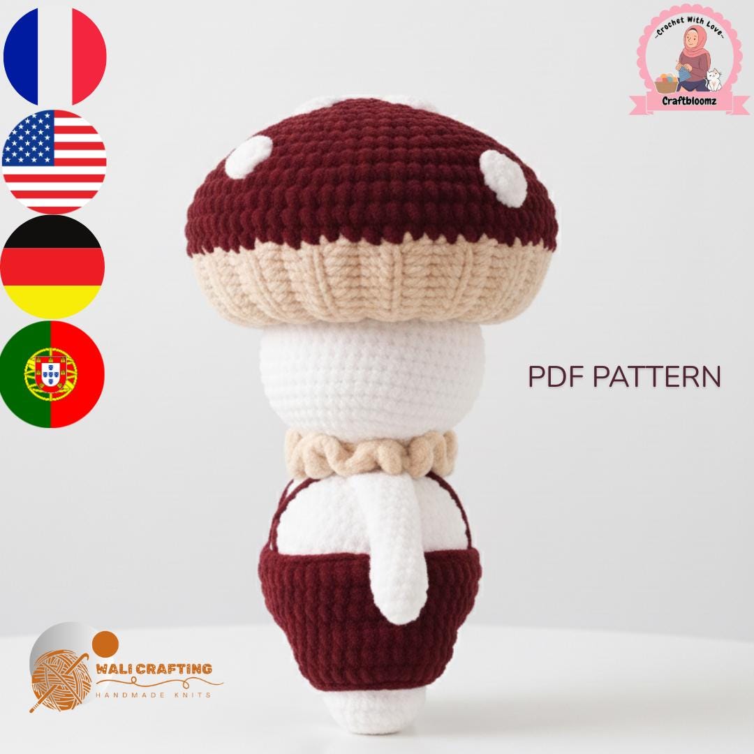 Mushroom Crochet Pattern/Amigurumi Doll with Hat (PDF Download)