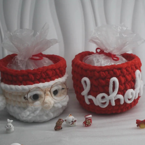 Christmas Santa Gift pot Crochet Pattern, instant download PDF File