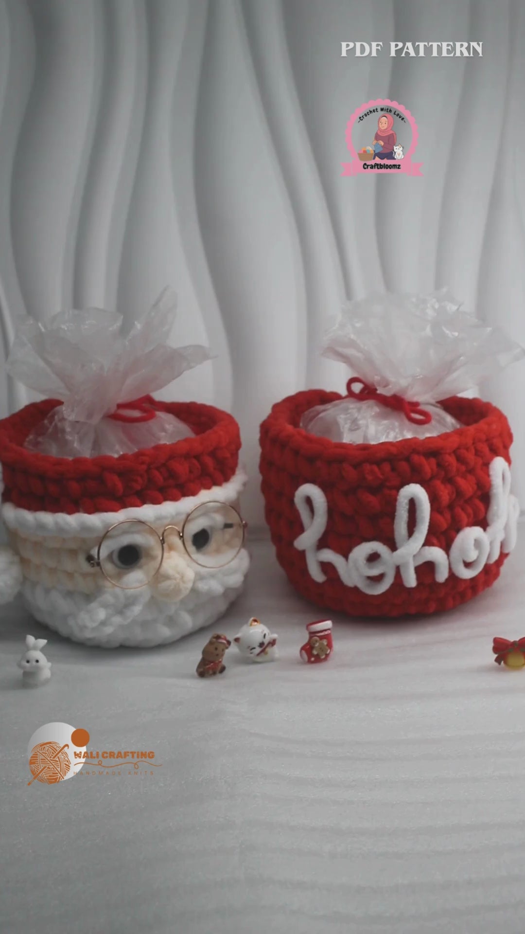 Christmas Santa Gift pot Crochet Pattern, instant download PDF File