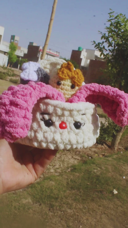 Bunny Easter Eggs Basket Crochet Pattern-Instant download pdf File.