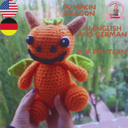 Pumpkin Dragon Amigurumi Crochet Pattern / Halloween Fall Decor PDF Tutorial